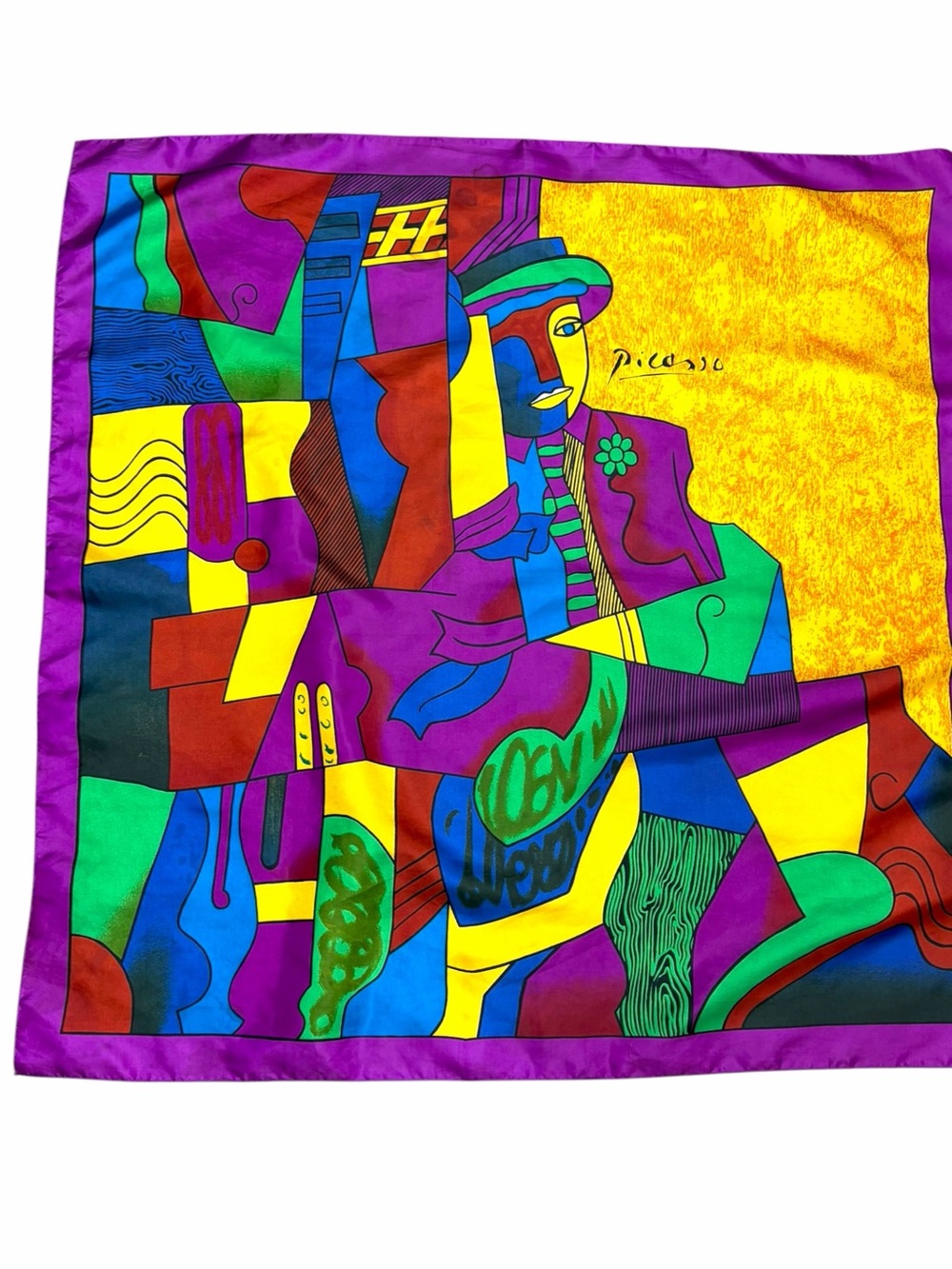 Vintage Picasso Cubist Art Scarf Panel Colorful Double Scarf